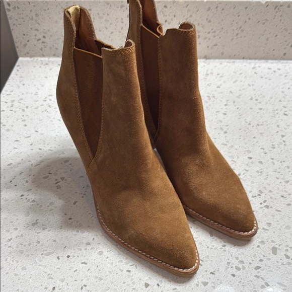 Jeffery Campbell Suede Bootie’s SZ 9 EUC tobacco Brown Cowboy festival rodeo - Picture 1 of 9